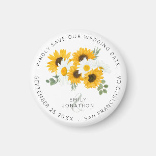 Blommigten Rustic Sunwers Keepsak Spara datum Magnet