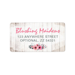 Blommigten Rustic Wood Shabby chic Rosa ros Anemon Adressetikett