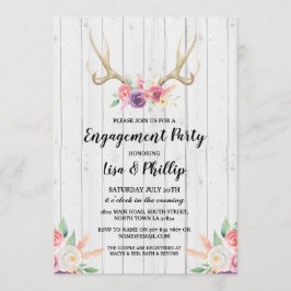 Blommigten Rustik Förlovningsfest Shower Antler Inbjudningar