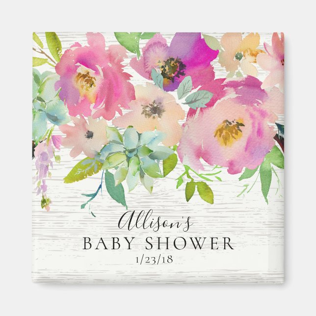 Blommigten Rustik Succulents Visar favoritmagnet Magnet (Framsidan)