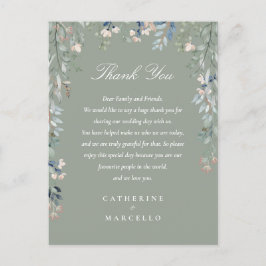 Blommigten Sage Grönt Tack Bröllop Place Card Vykort