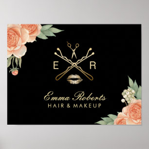 Blommigten Salon för Vintage i Makeup Artist Hair  Poster
