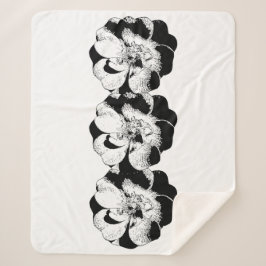 Blommigten Sherpa Blanket med minimalistisk svartv