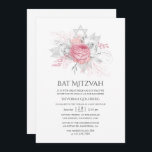 Blommigten Silver och Rosa i öster Bat mitzvah Inbjudningar<br><div class="desc">anpassade för bat mitzvah inbjudan till din evenemangsspecifikation till förenklad rosa och silver ro.</div>
