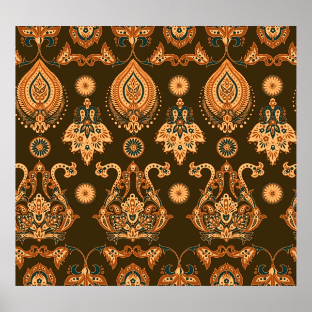 Blommigten Skador: Sömlös Vintage Stil Poster (Framsidan)