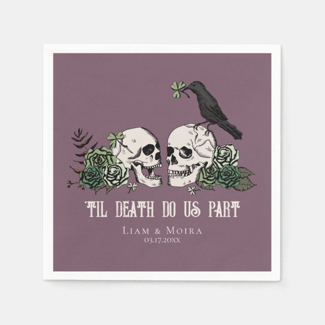 Blommigten Skull för Til Dödsgotisk St patricks da Pappersservett (Framsidan)