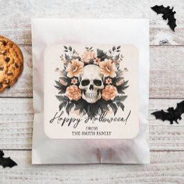 Blommigten Skull för Vintage av anpassningsbar Fyrkantigt Klistermärke