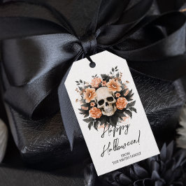 Blommigten Skull för Vintage av personlig Presentetikett