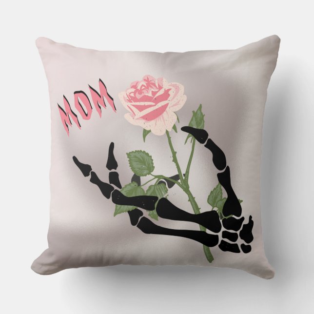 Blommigten Skull Hand Kudde (Framsida)