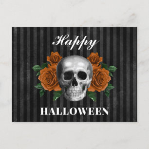 Blommigten Skull på elegant för gotisk Orange, Hap Vykort