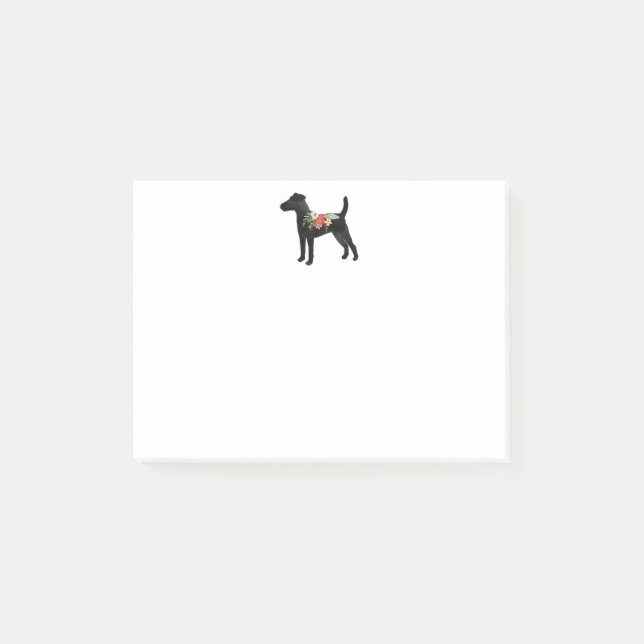 Blommigten Smooth Fox Terrier Hund aveln Boho Post-it Block (Framsida)