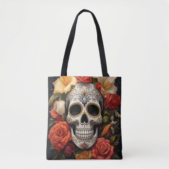Blommigten Sockerskull Toot Tygkasse (Framsida)