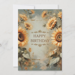 Blommigten Sol Flowers Anpassningsbar vid födelsed Julkort