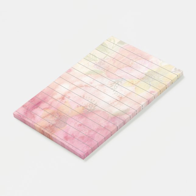 Blommigten söt vattenfärg Skriv ut länkad Post-it Block (Vinklad)