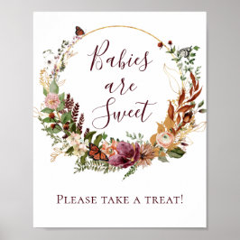 Blommigten Spädbarn är Sweet Baby Shower Poster