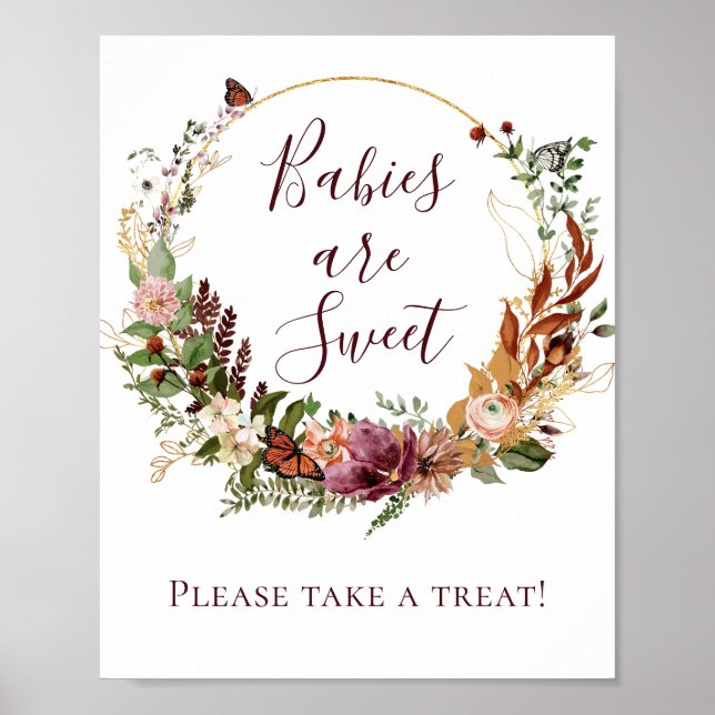 Blommigten Spädbarn är Sweet Baby Shower Poster (Framsidan)