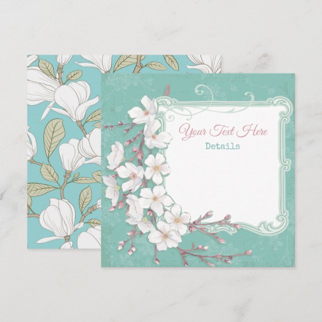 Blommigten Spara datum Datumet (Fram/baksida)