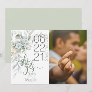 Blommigten Spara datum - Dusty Blue Watercolor- Datumet