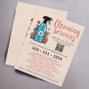 Blommigten städning Services Spray Flaska Flygblad