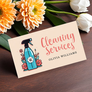 Blommigten städning Services Spray Flaska Visitkort