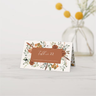 Blommigten Stag rustic botanical bröllop teracotta Placeringskort