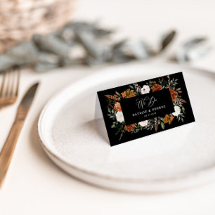 Blommigten Stag rustic botanical bröllop teracotta Placeringskort
