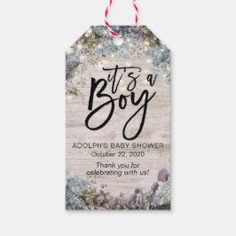 Blommigten String Ljus Wood för babyskor, Tack Presentetikett