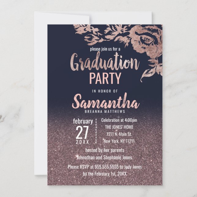 Blommigten Studenten vid Glittren sjön Ro, Guld Inbjudningar (Framsida)