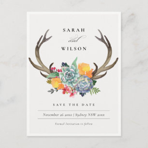 BLOMMIGTEN SUCCULENT ANTLER BOHEMIAN SPARADE DATUM VYKORT