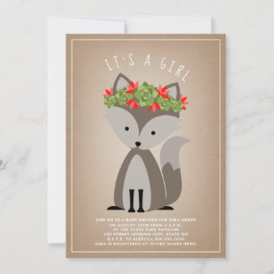 Blommigten Succuls Cactus Baby Shower för varg Val Inbjudningar