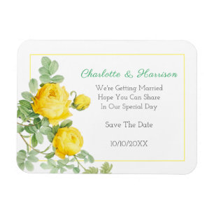 Blommigten Sunny Gul ros Elegant Spara datum Magnet