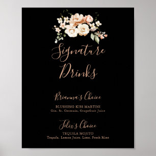 Blommigten Svart formellt Royal Namnteckning Drink Poster