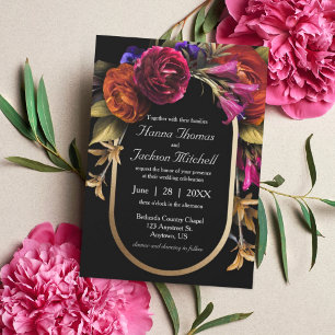 Blommigten Svart Mörk Moody Elegant, hösten Bröllo Vykort