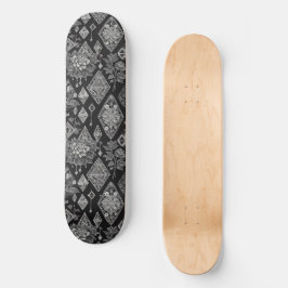 Blommigten Svartvit lacy Diamonds Mini Skateboard Bräda 18,5 Cm