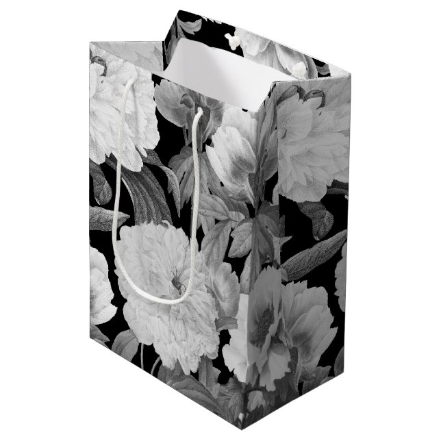 Blommigten Svartvit ponnyer, vattenfärg (Framsidan Vinklad)