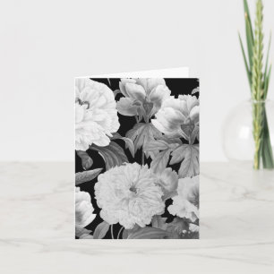Blommigten Svartvit ponnyer, vattenfärg Kort