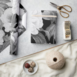 Blommigten Svartvit ponnyer, vattenfärg Presentpapper