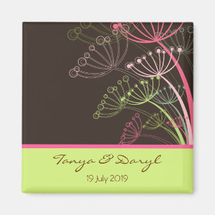Blommigten Sweet Rosa Dandelion Flowers Spara datu Magnet