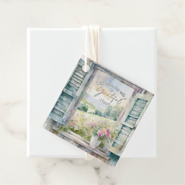 Blommigten Tack för hjärtats vattenfärg Gåvor Etiketter (På plats)