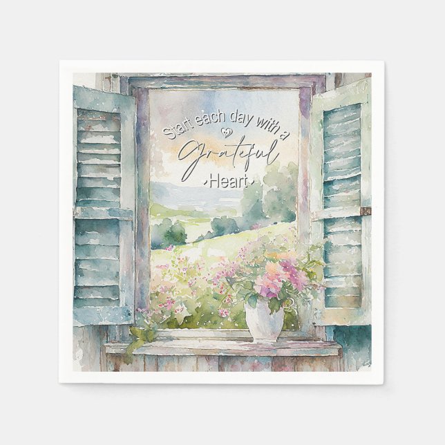 Blommigten Tack för hjärtats vattenfärg Pappersservett (Framsidan)