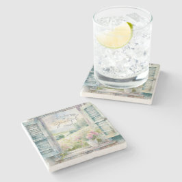 Blommigten Tack för hjärtats vattenfärg Stenunderlägg