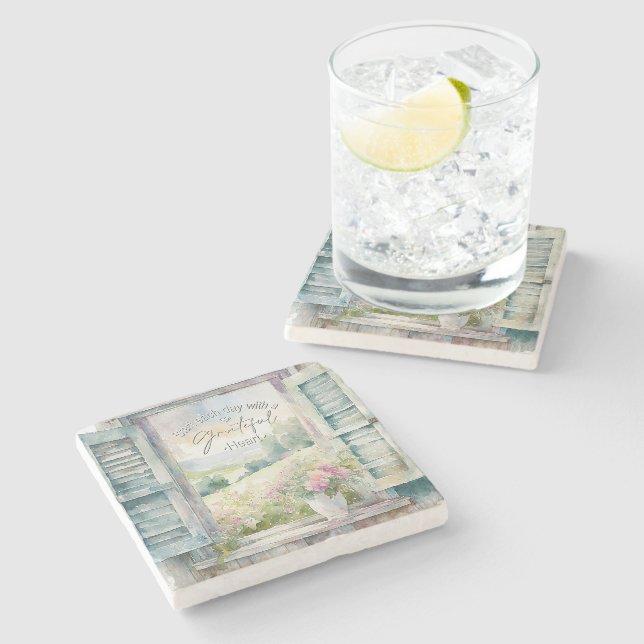 Blommigten Tack för hjärtats vattenfärg Stenunderlägg (Sidan)