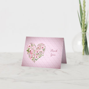 Blommigten Tack för rosa Heart Kort