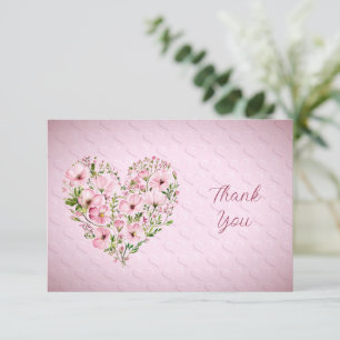 Blommigten Tack för rosa Heart Kort
