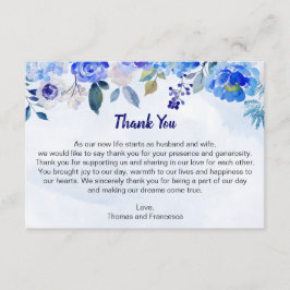 Blommigten Tack för royalets blå vattenfärg