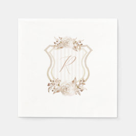 Blommigten Tan Watercolor Monogram Pappersservett