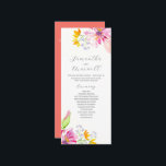 Blommigten Tea Length Bröllopsprogram Templates Program<br><div class="desc">De här bröllopsprogrammen med telängder visar feta och färgstarka vattenfärgblommor i klara skuggor av rosa och orange, accentuerade med mjuka lavandenyanser. Designat för botaniska trädgårdar och vildblomstertemat firande, tillför det här unika bröllopsprogrammet för telängd en aning naturlig elegans till din stora dag. Anpassa enkelt fält-mallen så att den innehåller din...</div>