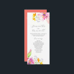 Blommigten Tea Length Bröllopsprogram Templates Program<br><div class="desc">De här bröllopsprogrammen med telängder visar feta och färgstarka vattenfärgblommor i klara skuggor av rosa och orange, accentuerade med mjuka lavandenyanser. Designat för botaniska trädgårdar och vildblomstertemat firande, tillför det här unika bröllopsprogrammet för telängd en aning naturlig elegans till din stora dag. Anpassa enkelt fält-mallen så att den innehåller din...</div>