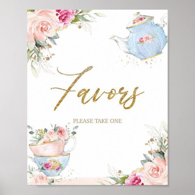  Blommigten Tea Party favors Baby Möhippa Poster (Framsidan)