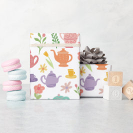 Blommigten Tea Party Möhippa Påsk Vår färgstark Presentpapper